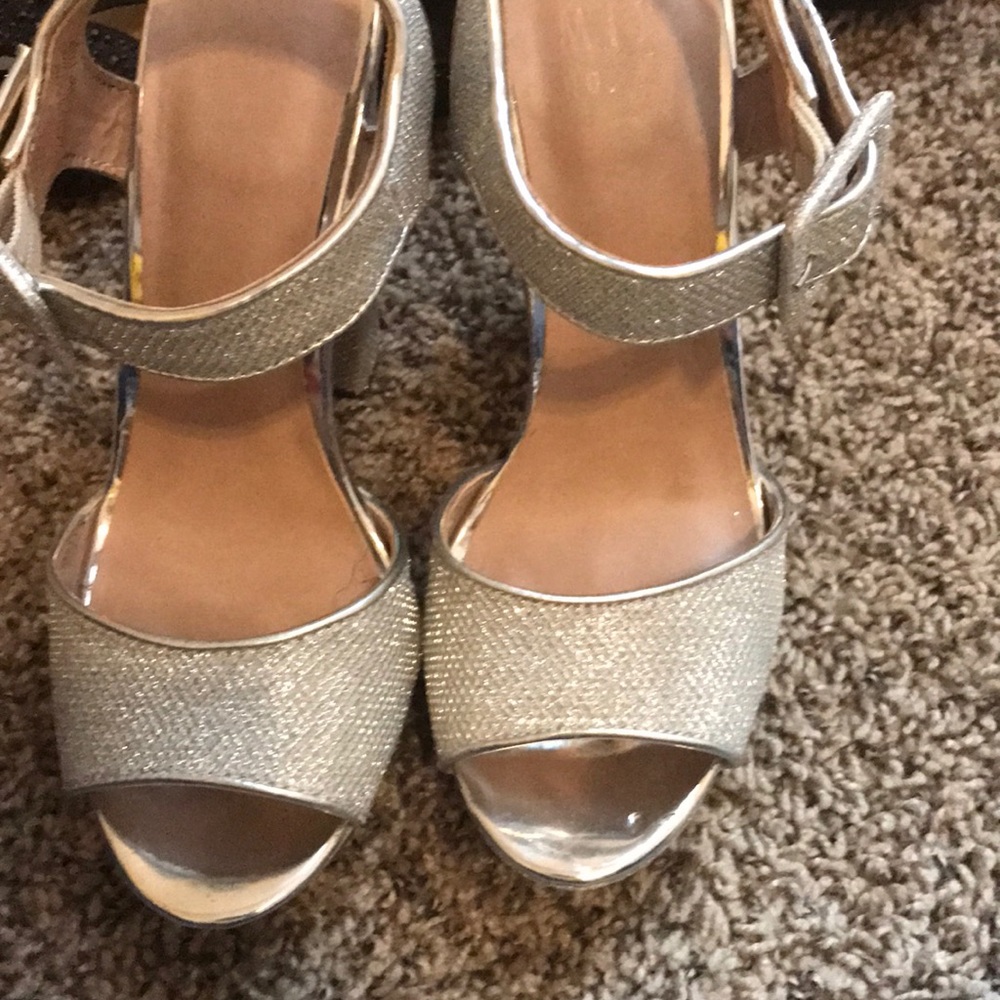 Silver Sparkled Platform Heels